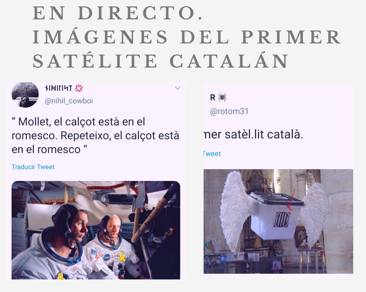 TabarnesPerico's tweet photo. 🤦♂️🤦♂️🤦♂️🚀🚀🛸🛸
La Generalitat se gastará 18 millones de euros en crear la NASA catalana
#cohete #catalan
#aturemladecadencia #proces #LaSilenciosaCat #LaRepublicaNoExisteIdiota #VOTAConstitucionalista #StopProces #Barcelona #España #fuga #empresas #ErteSinCobrar #noestamossolos https://t.co/25yrvFB8sT