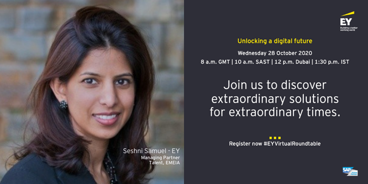 EY_Africa's tweet photo. Join an insightful roundtable led by EY Business and SAP Alliance leaders and EY’s Seshni Samuel discussing topics like: What the EY-SAP Alliance means for client organisations. Register: https://t.co/6vKcFDpArr #EYVirtualRoundtable https://t.co/hgV7r5mvnM