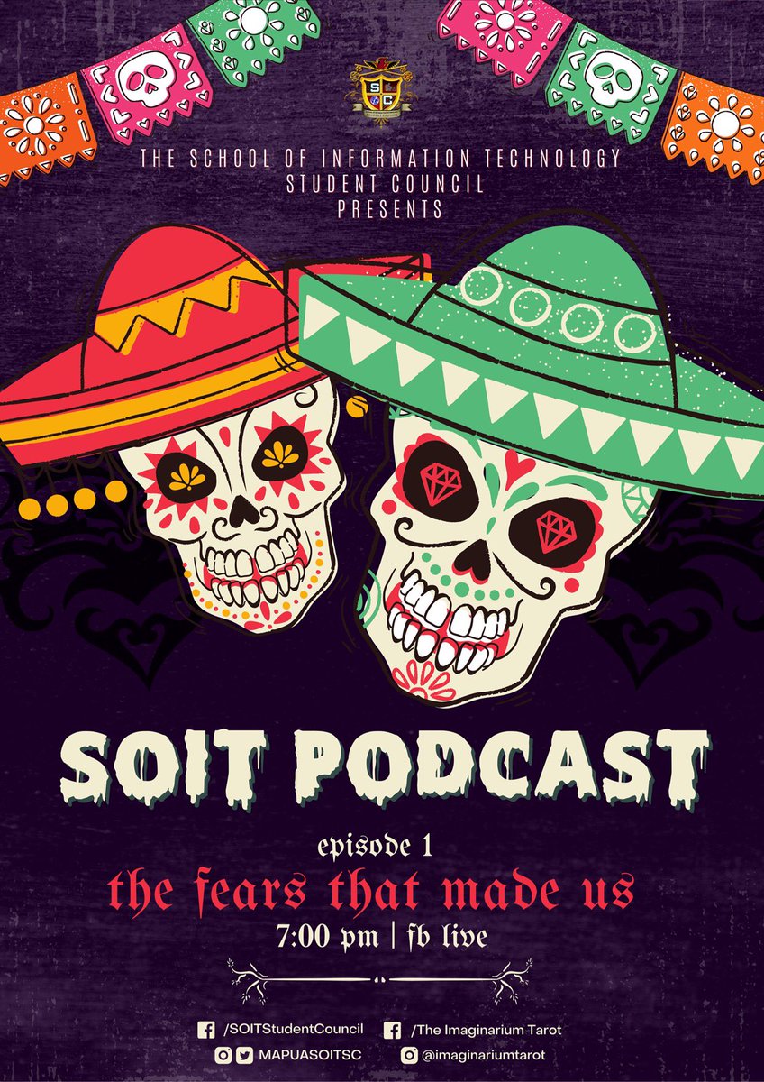 MapuaSoitSC's tweet photo. Halloween is coming and with it will be the very first episode of The SoIT Podcast: The Fears That Made Us. Prepare yourself for an hour of unfiltered confessions that will certainly play with the strings of the past, present, and future.

#TheFutureIsSOIT 
#SOITPodcastEp01 https://t.co/EJeCBd3Rp7