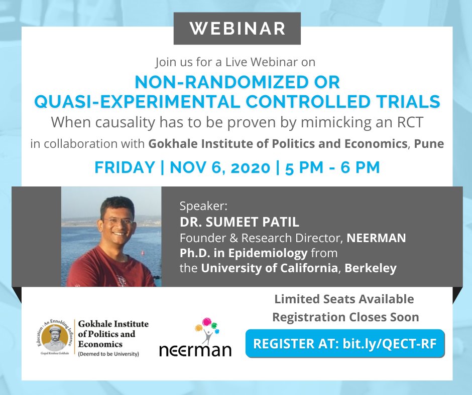 neerman_org's tweet photo. #ICYMI: We're conducting a webinar on โNon-Randomised or Quasi-Experimental Controlled Trials - when causality has to be proven without an RCTโ in collaboration w/ Gokhale Institute of Politics & Economics
REGISTER HERE ๐
https://t.co/1i7RB2KF4h
#QECT
@ashish2727 https://t.co/eMBYqKFp6p
