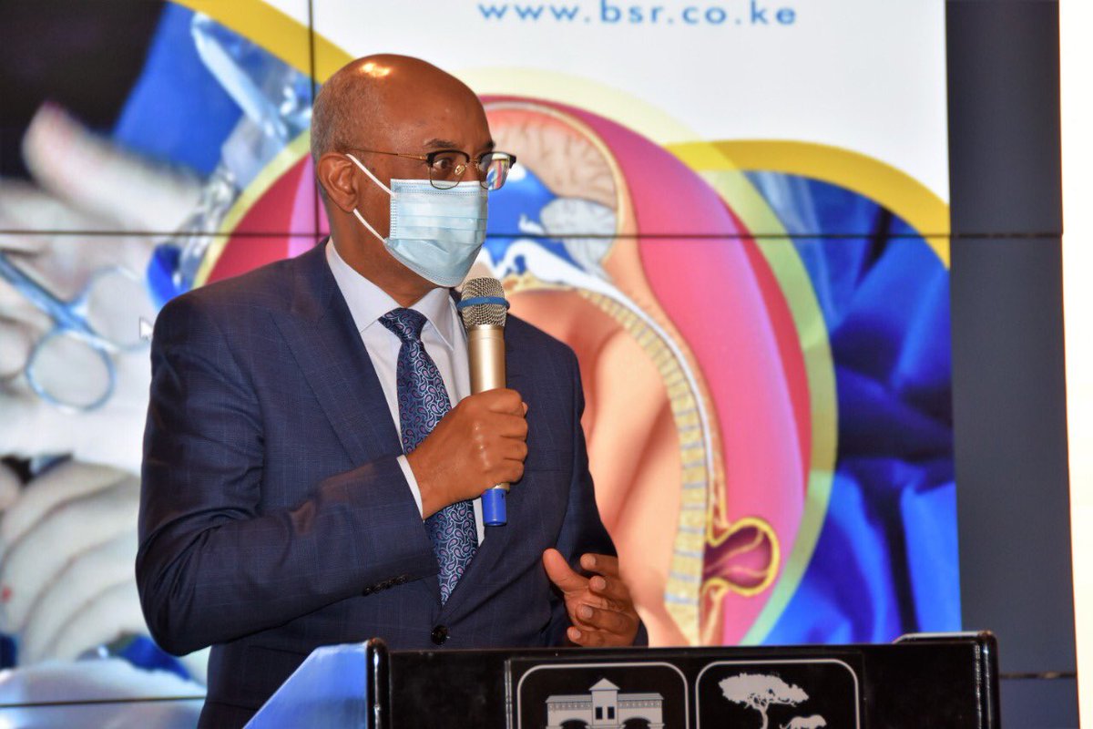 BsrHospital's tweet photo. Health Chief Administrative Secretary Dr. Rashid Aman making  presentation on Government’s Policy guidelines on fortification of processed foods during the First Annual Multisectoral Scientific Symposium on Hydrocephalus &amp; Spina Bifida hosted by the BSR hospital https://t.co/ZX9A6zMLol