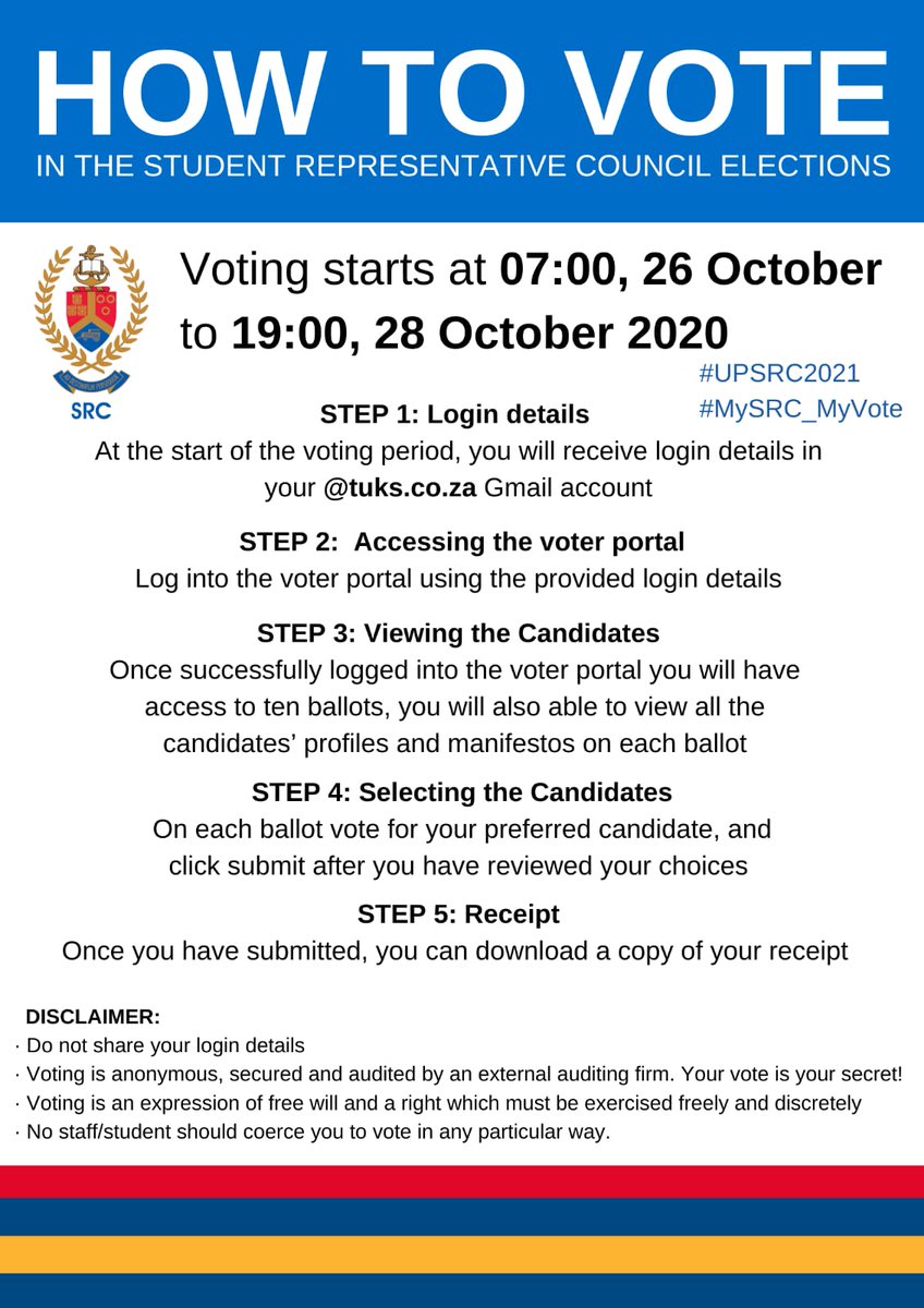 Today is the last day... Choose your next SRC strategically. #tuks #flyatUP #UPSRC
