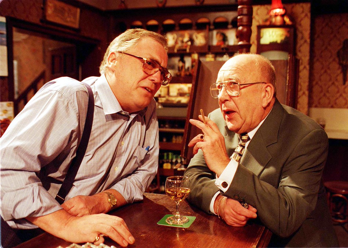 Corriepedia's tweet photo. "I reckon 'e hasn't got two ha'pennies to rub together."
"'e may not 'ave, but then again I've never seen the attraction of rubbing ha'pennies together, Jack. Perhaps you could enlighten me." #CorrieQuotes #JackDuckworth #AlecGilroy #PeterWhalley https://t.co/xonaHlTJ2Z