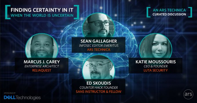 ErikaDonavan2's tweet photo. “Stay calm, hack on” - Katie Moussouris, Ed Skoudis, Marcus Carey and Sean Gallagher tackle the new reality of remote work. Finding Certainty in IT
https://t.co/2h0mJhqg1s https://t.co/bHwnQVpt5X