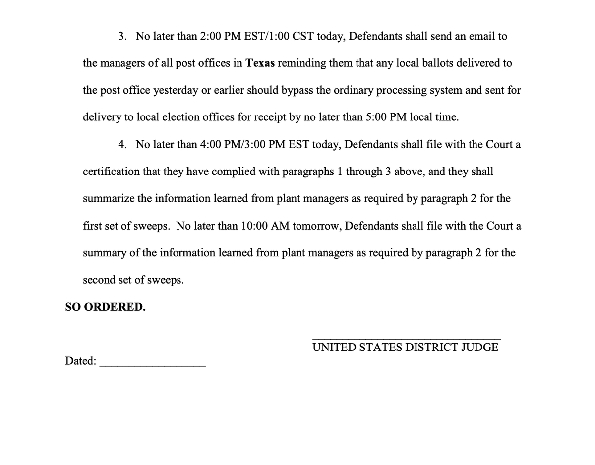 Here's the order one of the plaintiffs groups has asked J Sullivan to sign ASAP