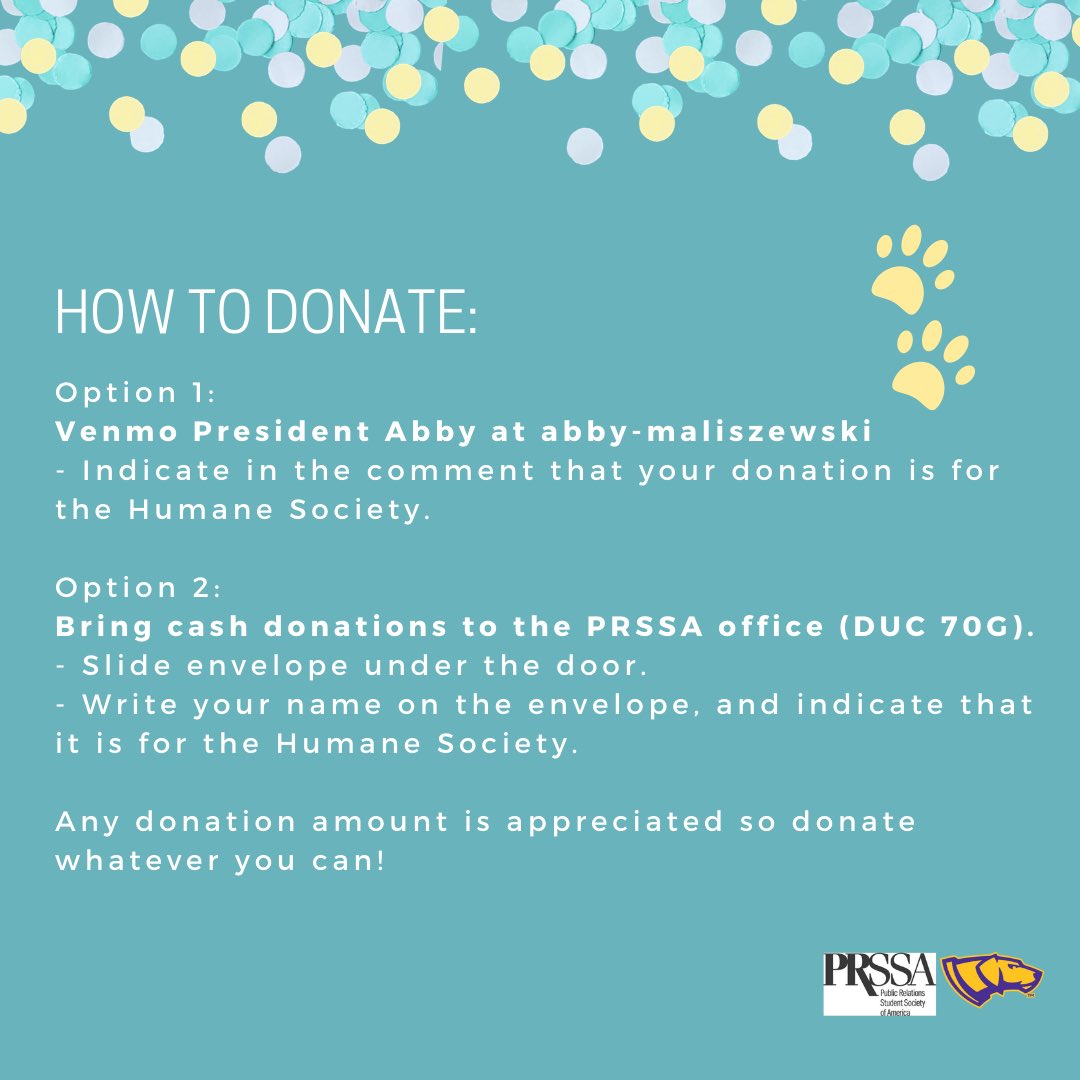 uwsp_prssa's tweet photo. Today, we begin our fundraiser for the Portage County Humane Society. All donations will be used to purchase items on their wishlist, including food and cleaning supplies. Any donation amount is greatly appreciated! #humanesociety #fundraiser #weloveanimals #pointersprssa #uwsp https://t.co/G1zwOSuwjf