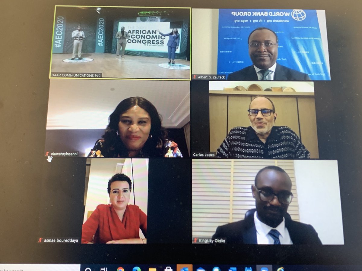 AlbertZeufack's tweet photo. Great discussion today on the closing panel of the #Africaneconomicscongress. Restoring the foundations of long-term sustainable growth. Joined by #carloslopes , #ToyinSanni , Asmae Boureddaya , #kingsleyokeke , and #nancynnaji. https://t.co/cnyNZWwzBk