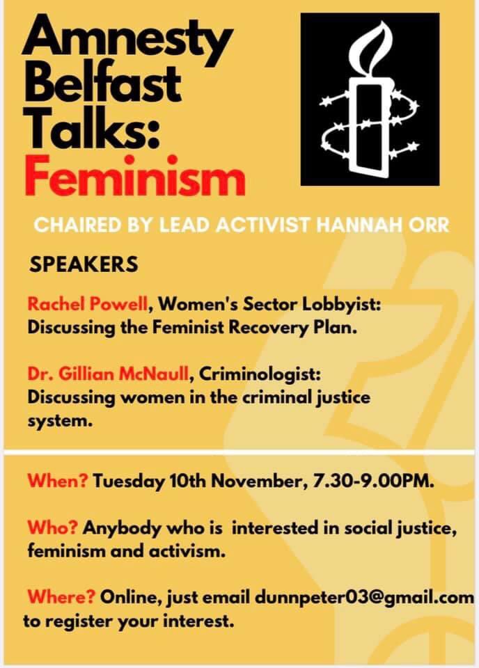 hannahmo98's tweet photo. 🌻Amnesty Belfast have organised a very exciting event for next Tuesday at 7:30pm! We have some fantastic speakers lined up and I’m really excited to be chairing this online event. 

Can’t wait to hear all the interesting discussions!

Register interest to: dunnpeter03@gmail.com https://t.co/woUHzhraqO