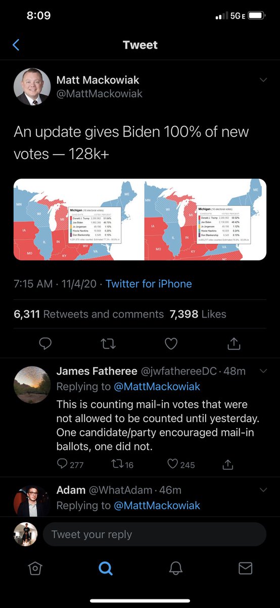 cherp_8's tweet photo. If Biden wins this election fair and square, my hat goes off to him. I want the highest vote-getter to win, as they should. But vote counts like this, a UNANIMOUS 130,000 vote count is statistically impossible. Seems very fishy to me. https://t.co/VDjqDQZrde