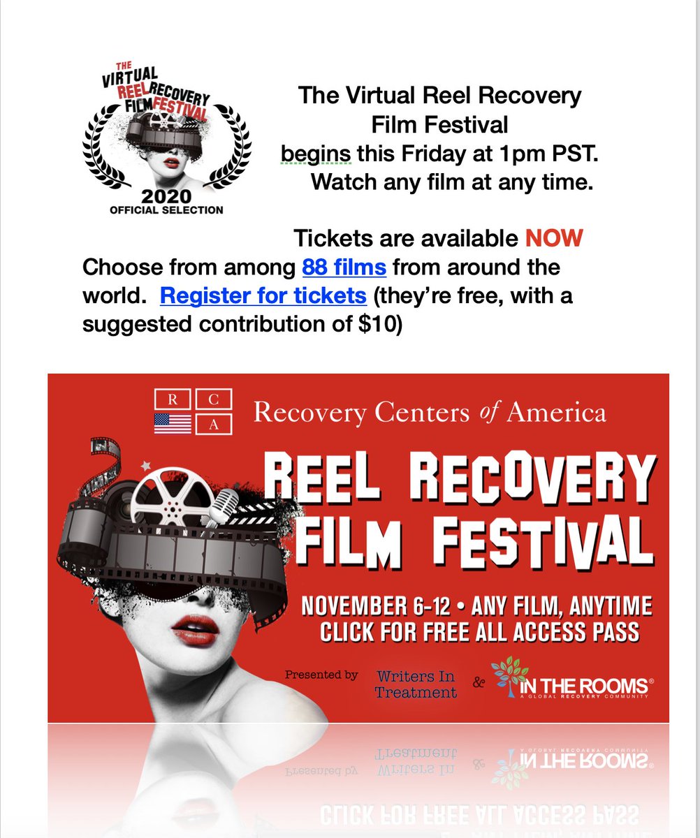 GenesisProgram's tweet image. Check it Out!!! 
We are so excited to announce that the Reel Recovery Film Festival link filmfestivalflix.com/festival/rrff/ is live. 
Please register for tickets (they’re free, with a suggested contribution of $10)
filmfestivalflix.com/RRFF/PurchaseT…
#ReelRecovery #GenesisPrograms #Poweroffilm