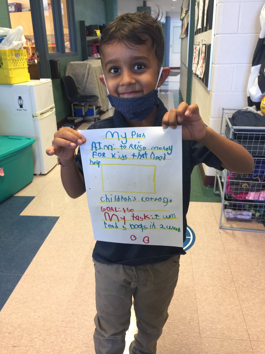 Student advocacy at PWE. Our kinder student is raising money for children in need. <a href="/PrairieWaters/">Prairie Waters</a> #rvsed #ibpyp