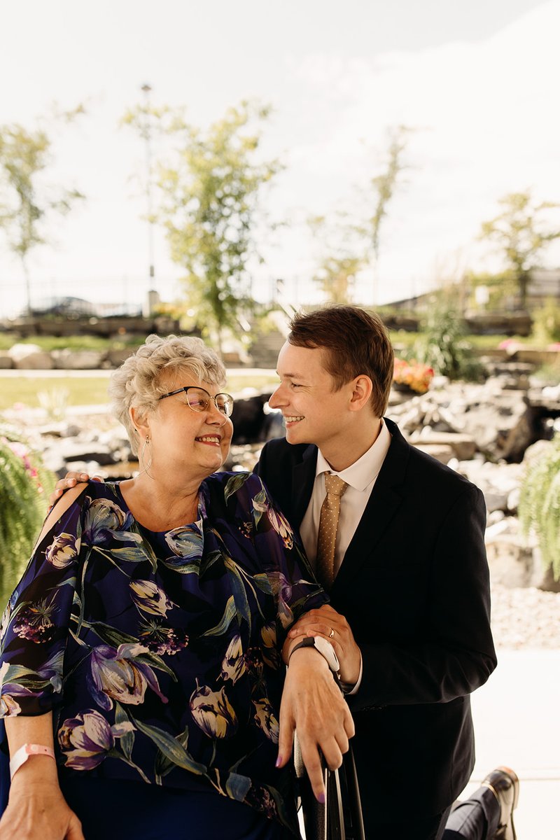 CovenantCA's tweet photo. During Patient &amp; Family Centred Care Week, we celebrate our partnerships with patients, residents and families. 

Staff at Dulcina Hospice in #yyc recently supported Beverley’s wish to see her son get married. https://t.co/6pqDZE2fBs #PFCCWeekAB https://t.co/UeBmW1Lpez