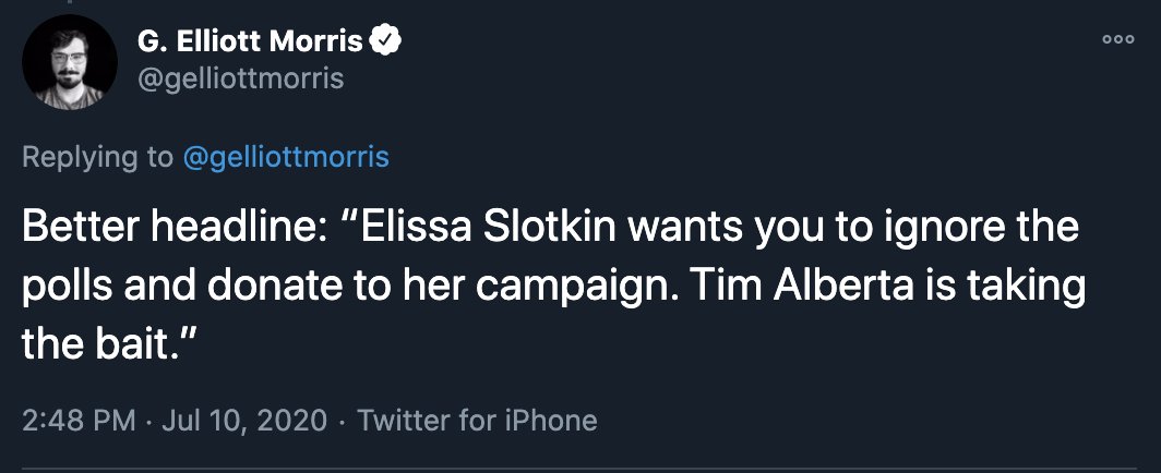 The achilles heel of the polling industry: a lack of humility, a smartest-guy-in-the-room attitude.This "expert" spent a day mocking my reporting (and Elissa Slotkin's belief) that Trump voters were being undercounted in polls of MI and her district.Which—surprise!—they were.