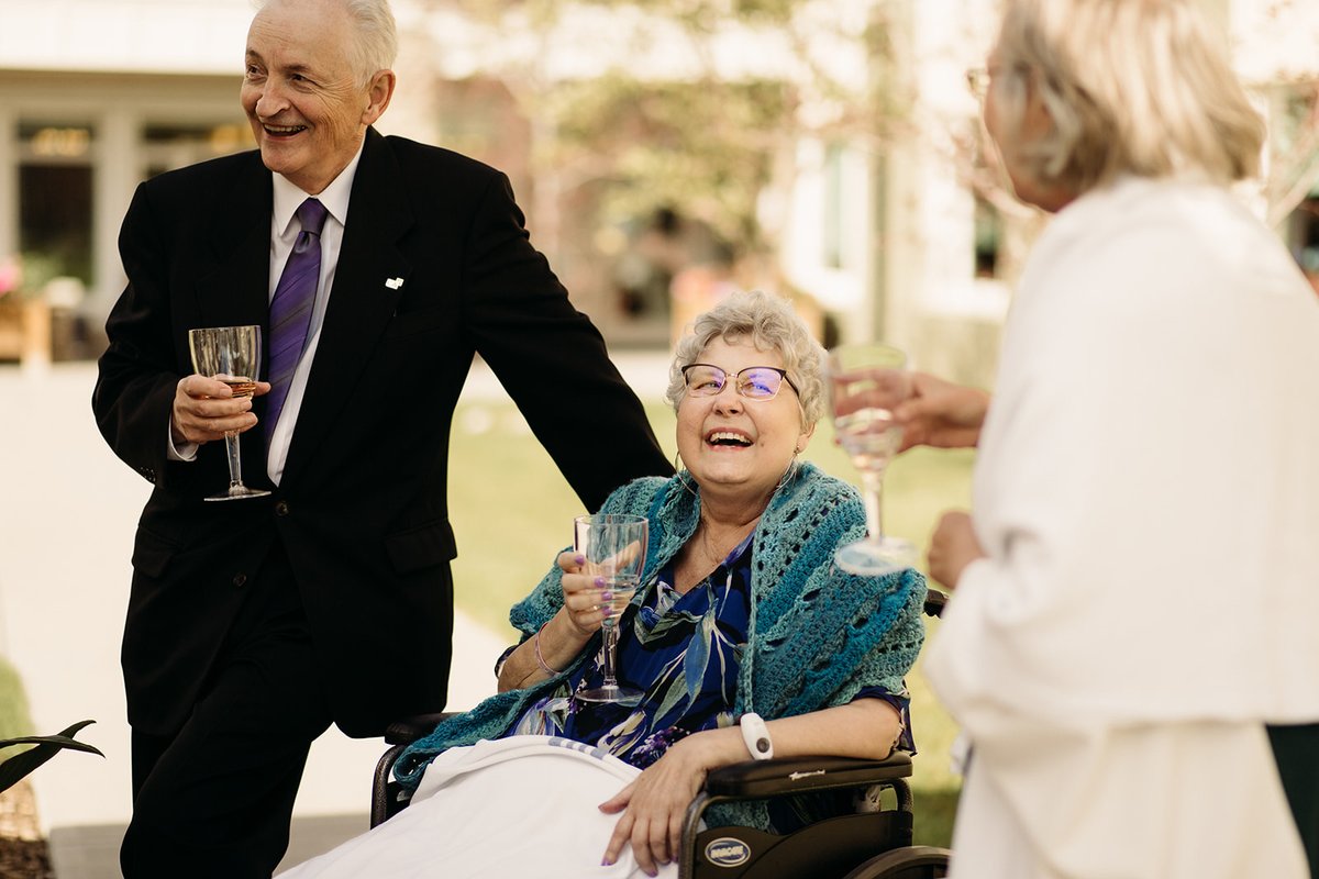 CovenantCA's tweet photo. During Patient &amp; Family Centred Care Week, we celebrate our partnerships with patients, residents and families. 

Staff at Dulcina Hospice in #yyc recently supported Beverley’s wish to see her son get married. https://t.co/6pqDZE2fBs #PFCCWeekAB https://t.co/UeBmW1Lpez