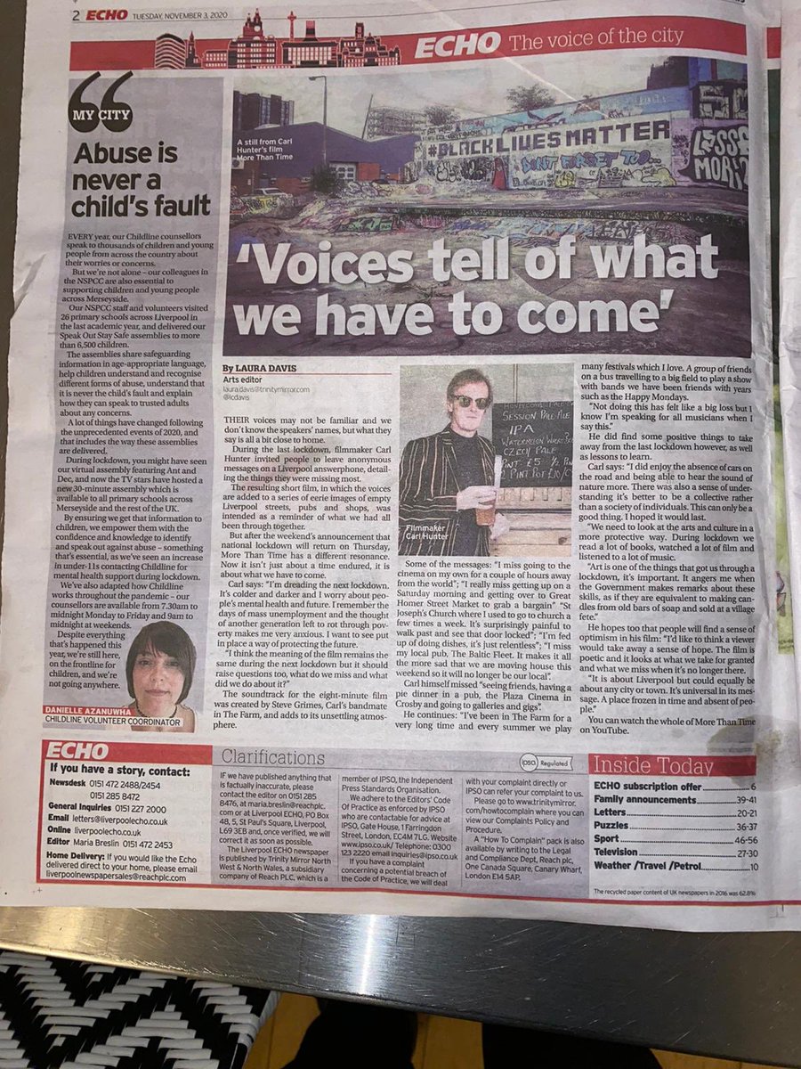 thefarm_carl's tweet photo. Big thanks to @lcdavis @LivEchonews for the full page feature on my lockdown film. @edgehill @TheFarm_Steve @TheFarm_Peter @frankcottrell_b @davemorrissey64 @TheFarm_ @edgehillice @MetroMayorSteve @FilmLiverpool @peterkavanaghs @katehaldane @HurricaneFilms https://t.co/28Arz8yoBT