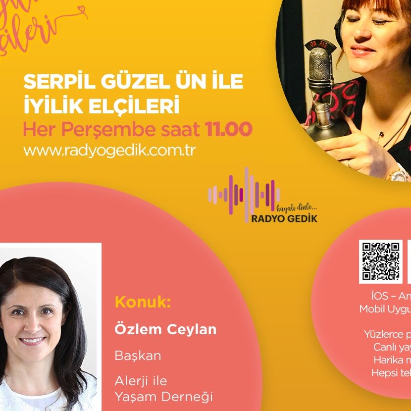 .@RadyoGedik İyilik Elçileri, Türkiye'nin alerjik hasta yakınları tarafından kurulan ilk alerji derneği <a href="/AlerjiDernegi/">Alerji Derneği</a> Başkanı Özlem Ceylan’ı ağırlıyor. 👉5 Kasım Perşembe 11.00’de radyogedik.com.tr de🎧⁣