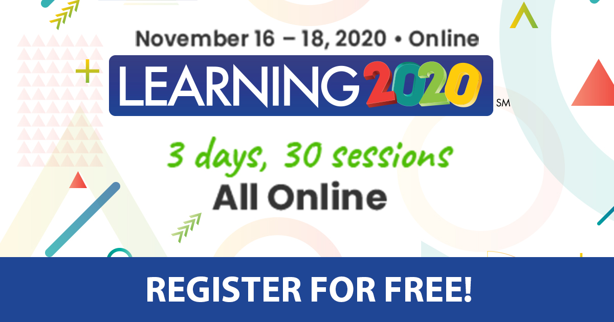 learning2024_us's tweet image. Claim access to 30+ free sessions covering all aspects of #learning leadership! Register for #Learning2020 Conference, happening all online on November 16 - 18: bit.ly/37VKO1s
