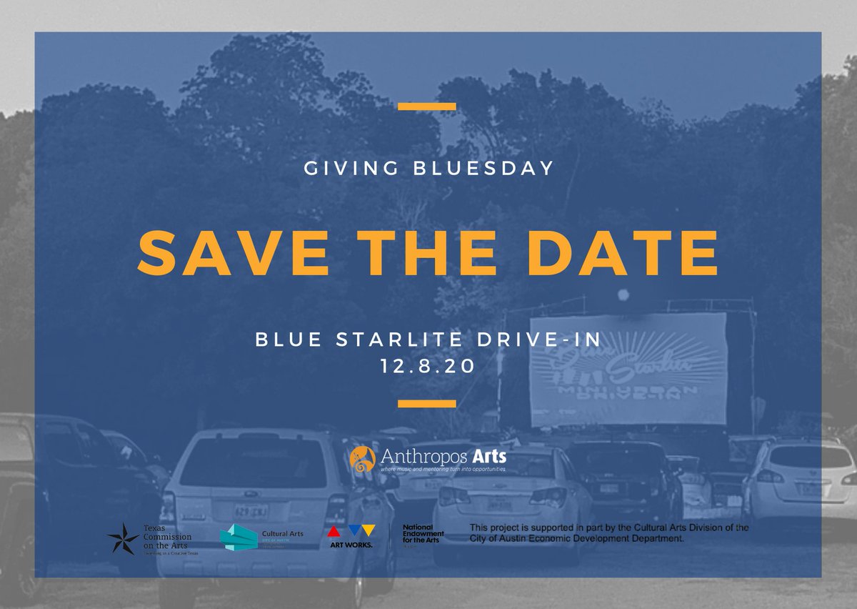 AnthroposArts's tweet image. This December brings our annual #GivingBluesday event. Mark your calendars because you won't want to miss out on this classic drive-in experience with a twist @UrbanDrivein! #BlueStarlite #GivingTuesday