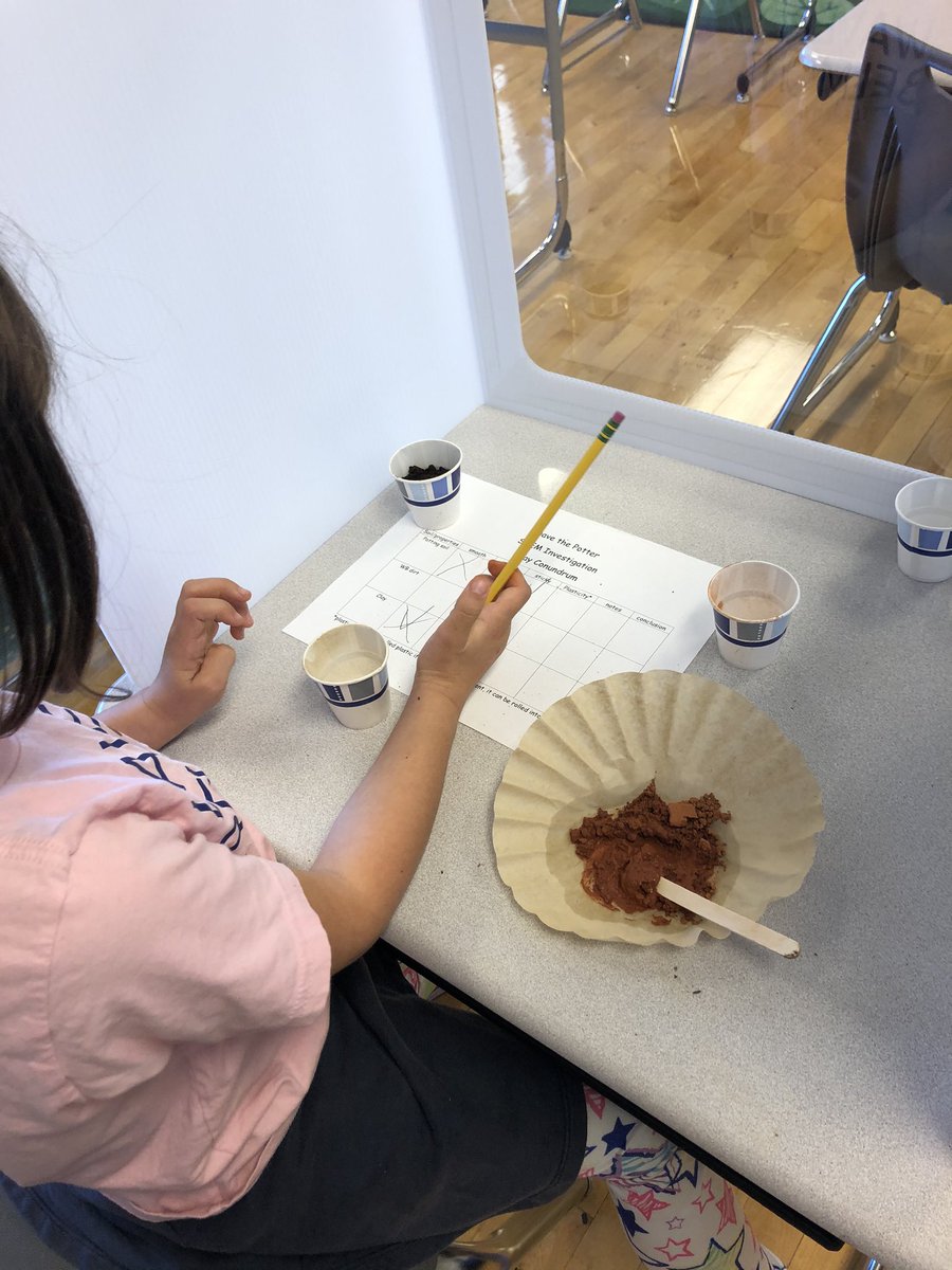 cbyrdteaches17's tweet photo. This student did great work investigating dirt samples and looking for plasticity which is critical for making pottery! #davethepotter https://t.co/z2CjVVZfwu