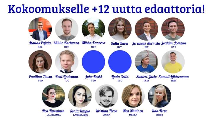 Tuhatkunta's tweet photo. Mikä ilta! Kokoomus voitti 12 paikkaa edustajistovaaleissa! Ylioppilaskunnissa 3 paikkaa lisää ja suorastaan äänivyöry ammattikorkeakoulujen opiskelijakunnissa. Kiitos kaikille äänestäneille ja ONNEA kaikille valituille 💙💙 #kokoomus #hyyvaalit #trey #ylpeästiAMK https://t.co/ZhlcGjJOpJ