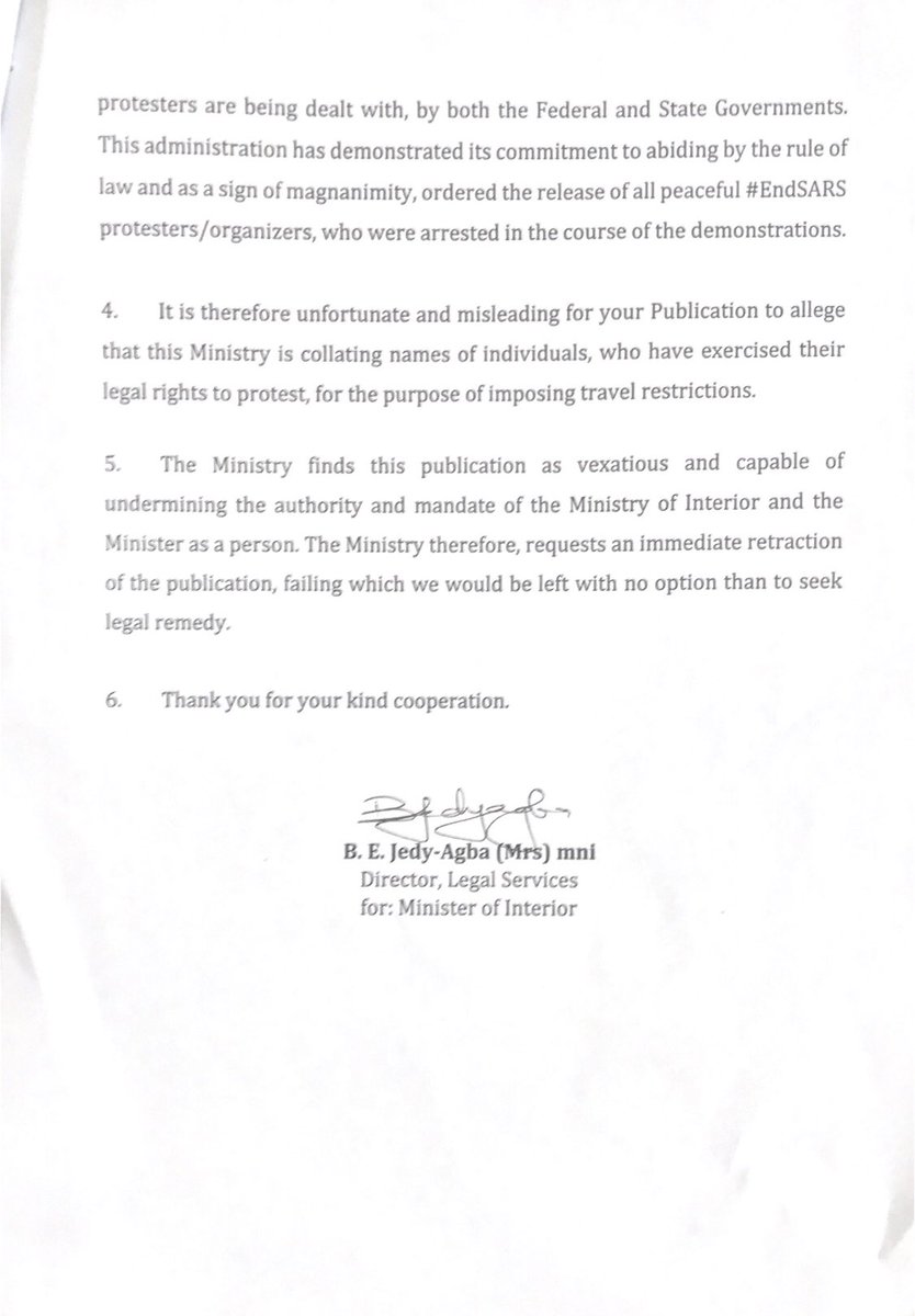News organizations have the responsibility for verified reporting. It's important we avoid #FakeNews for the sanity of our society.

The Ministry of Interior did not, has not and will not generate any no fly-list.

Cc <a href="/UKinNigeria/">UK in Nigeria🇬🇧🇳🇬</a> <a href="/USinNigeria/">U.S. Mission Nigeria</a> <a href="/Omojuwa/">JJ. Omojuwa</a> <a href="/NigeriaGov/">Government of Nigeria</a> <a href="/SamuelOgundipe/">Samuel Ogundipe</a>