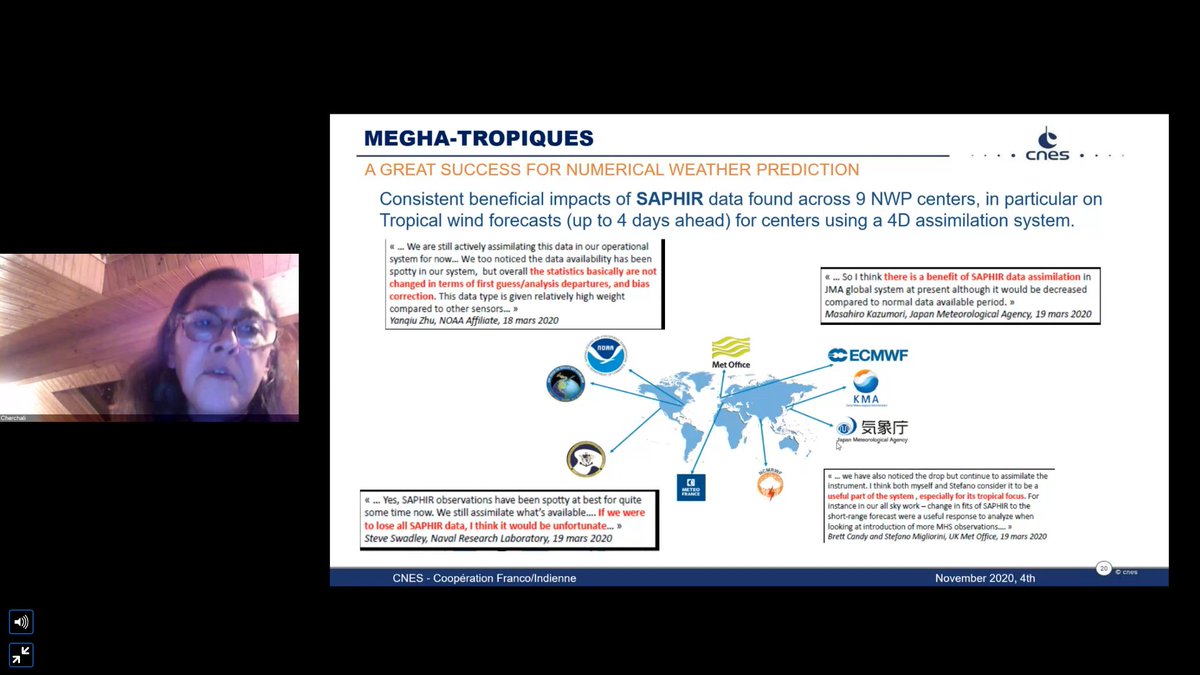 Comme résultats scientifique, surveillance de l'hydrologie à des échelles continentales. Obtention du cycle diurne de la vapeur d'eau sur toute la bande tropicale, indispensable pour les prévisions météo. Les données ont été intégrées dans plusieurs modèles d'agences météo.