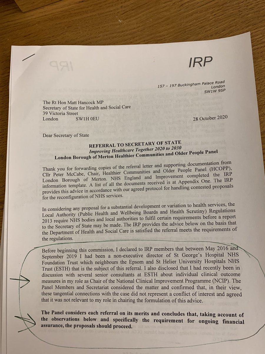 Siobhain_Mc's tweet photo. The #NHS is only bit of the public sector where your dad gets to mark your home work. Professor Sir Norman Williams the anything but ‘independent’ chair of the Independent Reconfiguration Panel gets to approve plans to downgrade St Helier. No A&amp;E, No Maternity , children’s or ITU https://t.co/lmfOzAsZR3