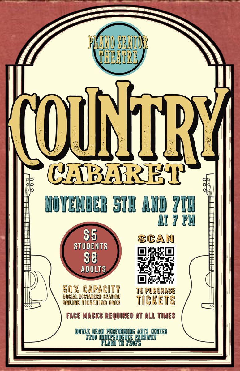 Plano Theatre proudly presents our Country Cabaret November 5th &amp; 7th at 7:00PM. Tickets can be purchased online only at pshstheatre.com/box-office