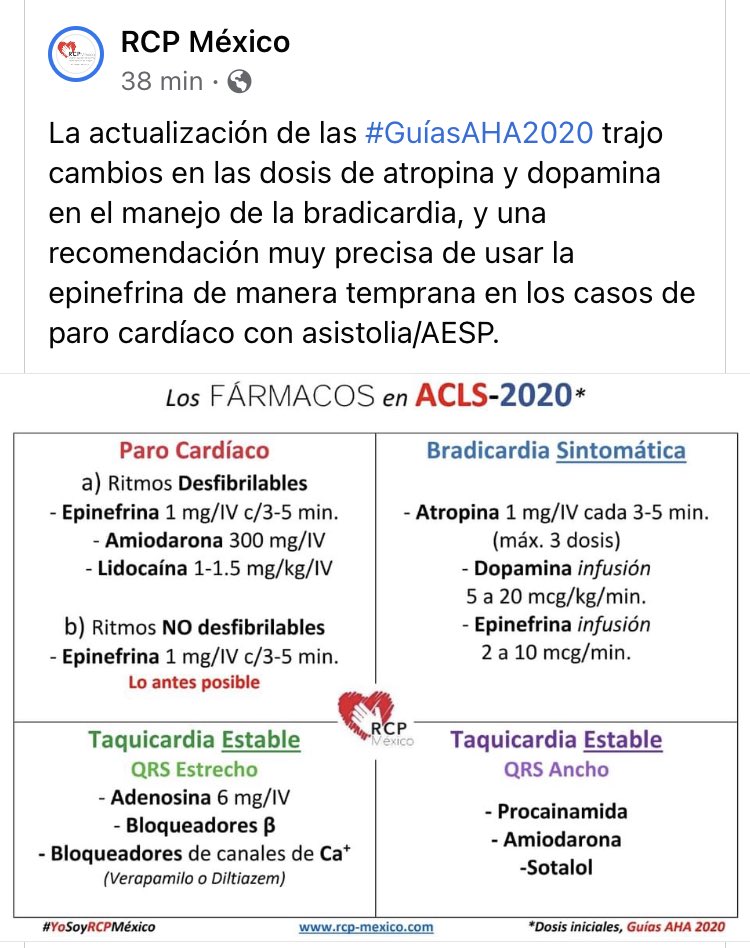 yodagreenemd's tweet photo. Fármacos #ACLS2020 #GuiasAHA2020 https://t.co/MOne4xoQ6H
