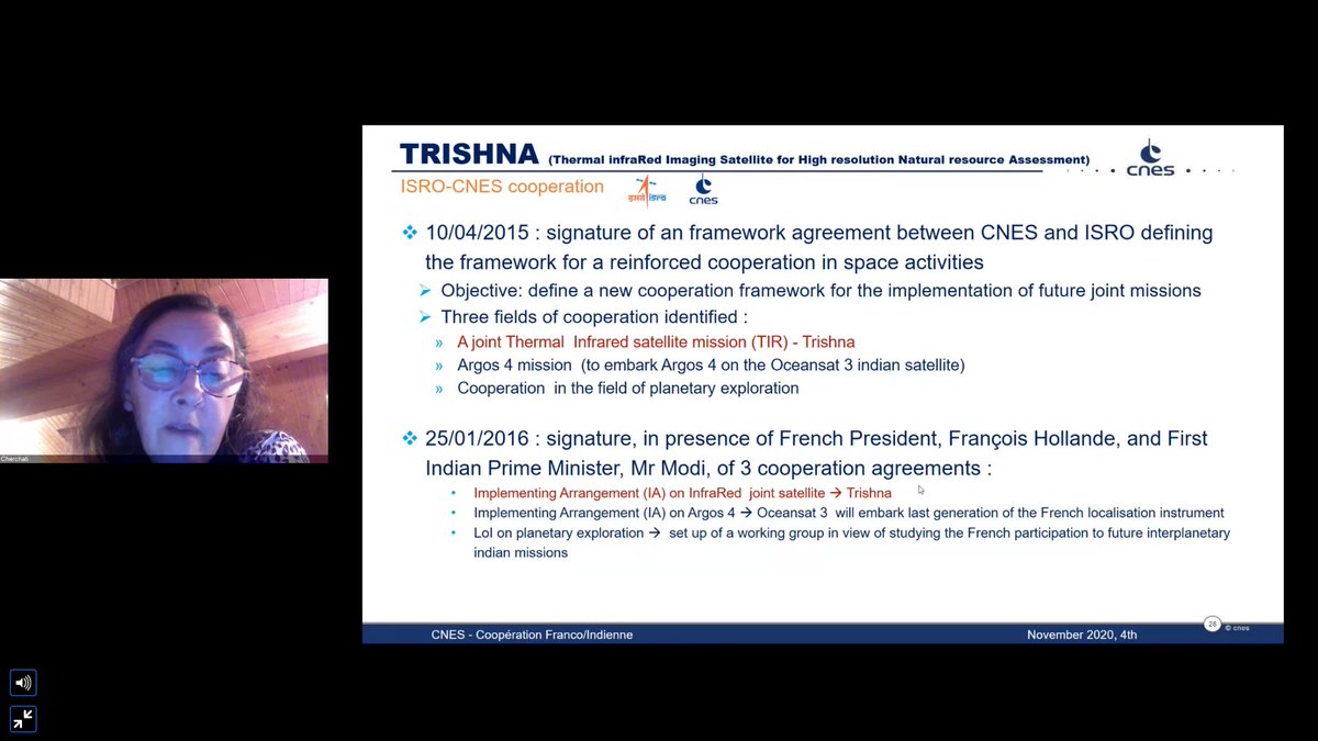 La suite de la coopération a été signée avec la mission Trishna, en présence de François Hollande. Macron et Modi on décidé de continuer cette coopération.Cherchali : on espère que Trishna sera la même perle scientifique et innovante que ses précédentes.