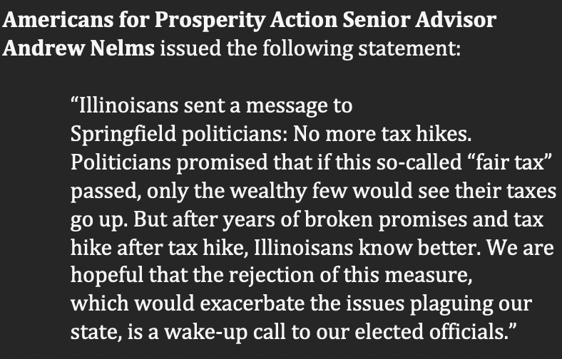 Statement from AFP Action Senior Advisor Andrew Nelms on the victory in defeating the income tax amendment.