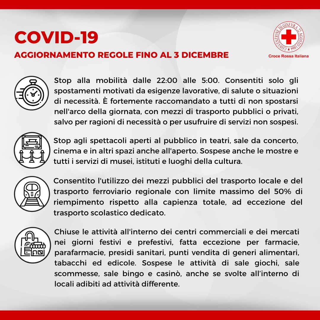 crocerossa's tweet photo. 👇 Mobilità, scuola, ristorazione e trasporti. Ecco cosa cambia con l'aggiornamento delle regole per il contenimento del #Covid19. https://t.co/2SvnqqlQIC