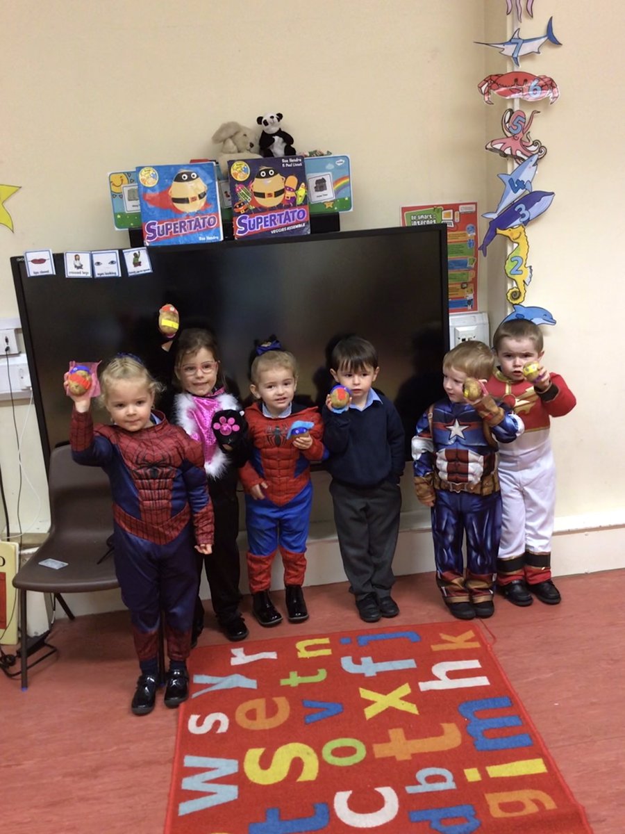 kings_lander's tweet photo. Our Superheroes with their own Supertatos! @suehendra @PaulLinnet We have really enjoyed reading Christopher Pumpkin this week too 🎃 #classauthors #welovestories https://t.co/PrDTPtDxn6