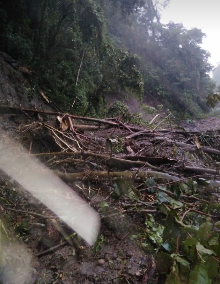 Derrumbe en el sector conocido como Altos Tribaldos, en el corregimiento de Paso Ancho, distrito de Tierras Altas. El deslave cayó sobre el camino principal que comunica las fincas agrícolas; no hay casas afectadas.  <a href="/ongsarpanama/">ONG SAR PANAMÁ</a> <a href="/Sinaproc_Panama/">SINAPROC PANAMA</a> <a href="/BCBRP/">Bomberos De Panamá</a> monitoreando el área.