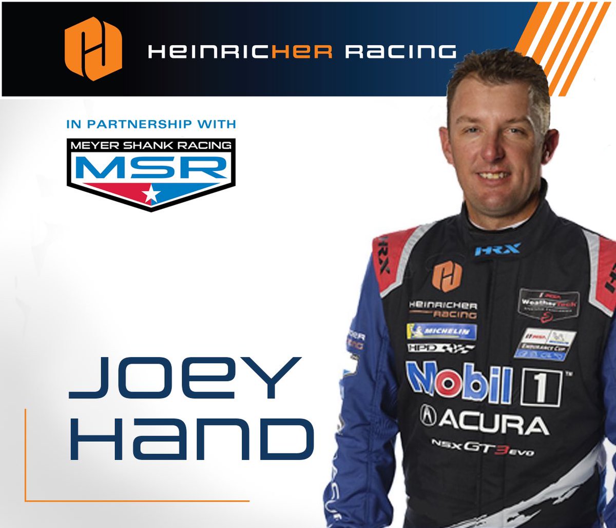 HeinricherRaces's tweet photo. A good Hand to have on the wheel. Veteran Joey Hand will fill in for Álvaro Parente and join Heinricher Racing for the 12 Hours of Sebring.
🔸
@exxonmobil #racing #motorsport #imsaracing #acura #acuransx #mobil1 #rollingreens #hondahpd #womeninmotorsport https://t.co/qXivCSvmlB