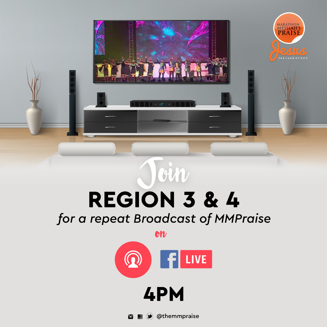 TheMMPraise's tweet photo. Region 3 &amp; 4 is live now on our Facebook page, click the link now https://t.co/qcpbaHhJs8 to join them worship Jesus.

#MMPRAISE #JTLOG https://t.co/0U8lSSkU8c
