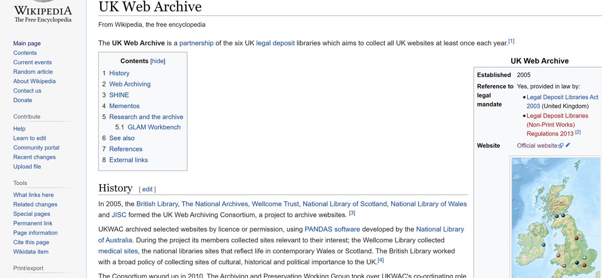 UKWebArchive's tweet photo. On #WebArchiveWednesday you should also check out the #UKWebArchive @Wikipedia page that has been recently updated by our colleague @natlibscot 🥳
🖥️https://t.co/j3y5UrMo3Y
#WebArchiving #UKLegalDeposit #UKNPLD #WDPD2020 #Wikipedia https://t.co/vaHX3INCTr