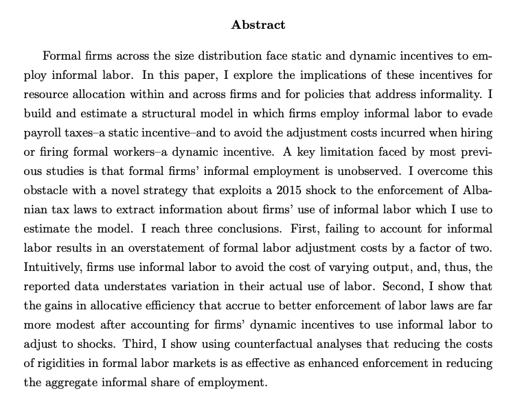 Armela MancellariJMP: "Dynamic labor demand and informality"Website:  https://www.armelamancellari.com/ 