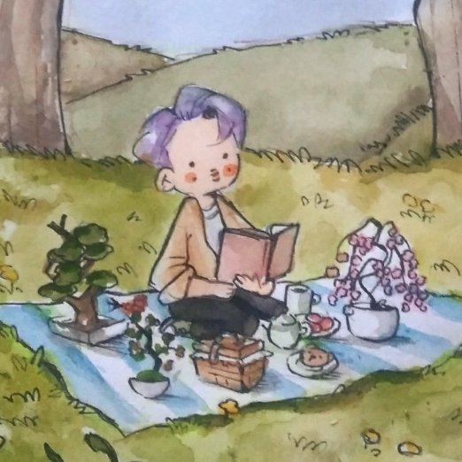 namjoon has a picnic with his bonsai trees