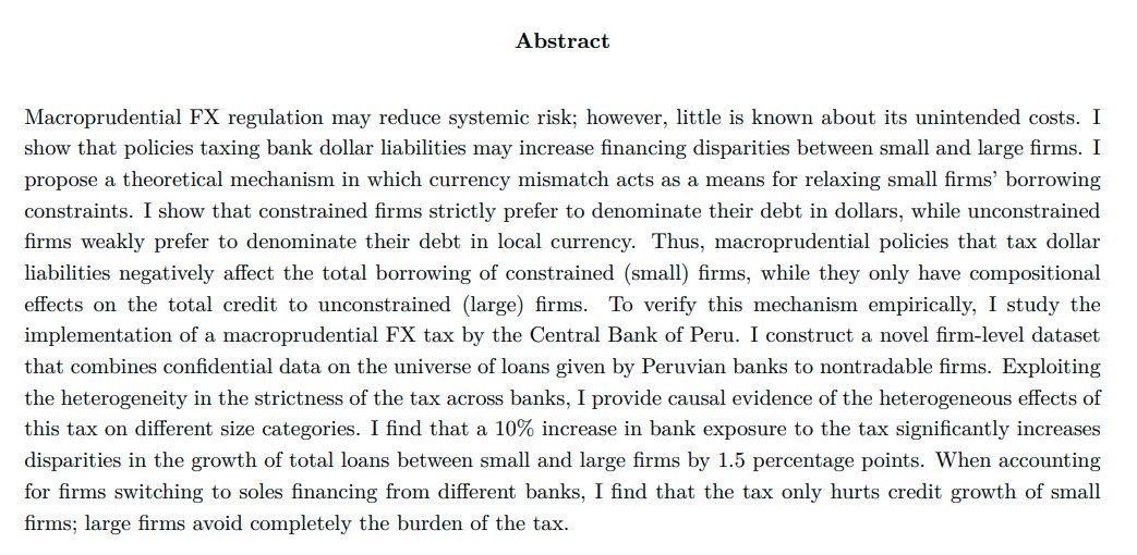 Maria Alejandra AmadoJMP: "Heterogeneous Effects of Macroprudential FX Regulations: Sacrificing Small Firms for Stability?"Website:  https://www.mariaamado.com/ 