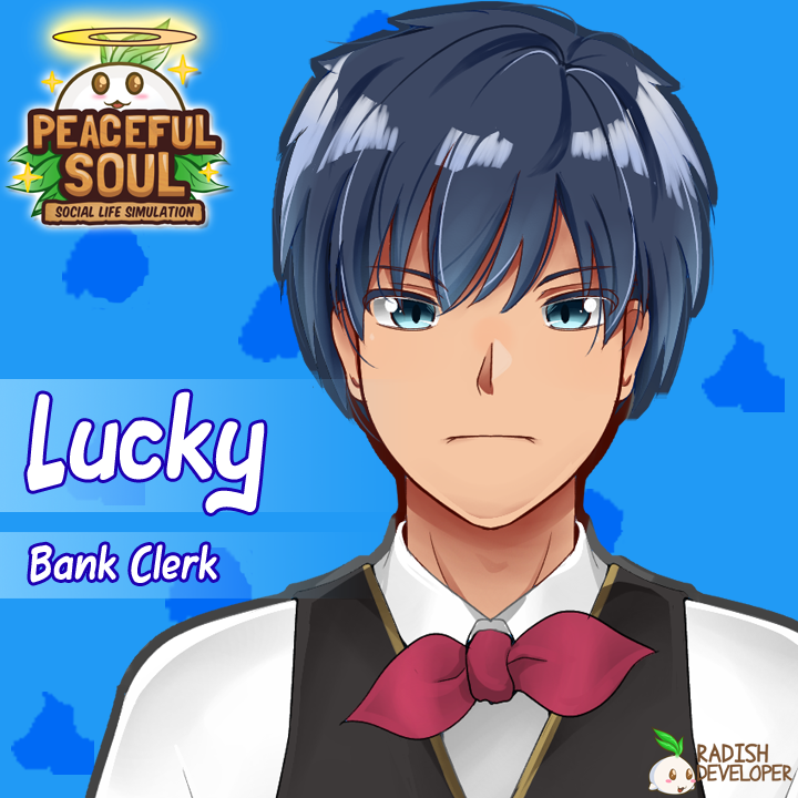 RadishDevp's tweet photo. Hello comRADes~

Finally, the last Rivals of Peaceful Soul has finished. He is Lucky, works at the bank together with Eric. Though he is a Bank Clerk, he is entrusted to manage the bank.

#AWSUMPROJECT 
#AWSUMDEV 
#PeacefulSoul 
#RadishDeveloper https://t.co/w4LbUC6lzJ