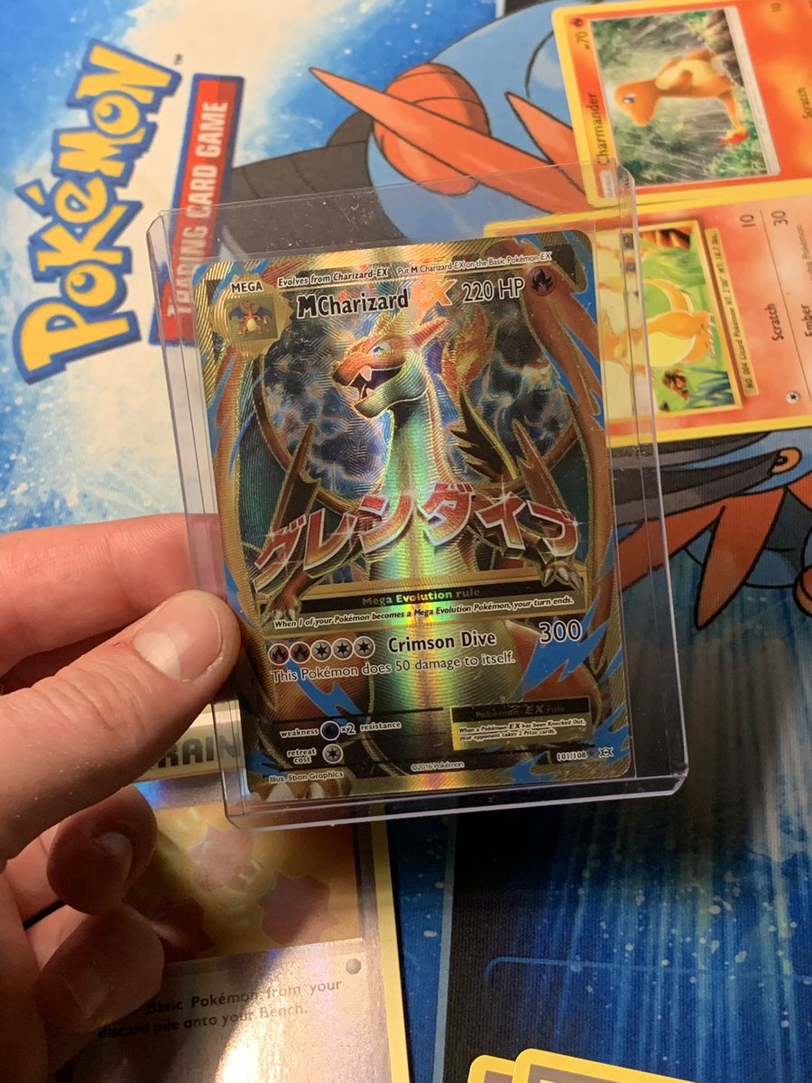 PotentialPatent's tweet photo. Hi! My name’s Sean and last night I pulled a full art Mega Evolution Charizard EX #pullz #PokemonTCG #Charizard #xyevolution https://t.co/BUj0DfsUNP