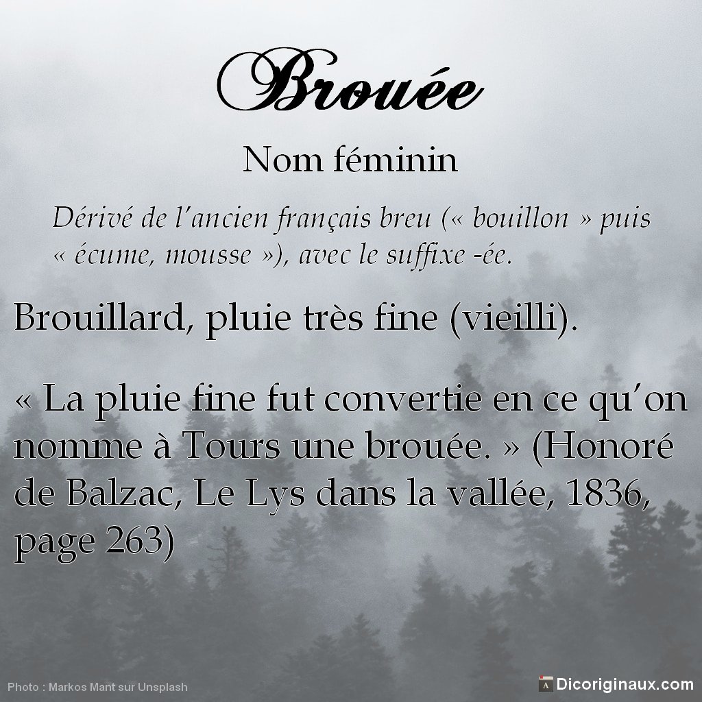 dicoriginaux's tweet photo. Brouée : brouillard, pluie très fine (vieilli).

En savoir plus : https://t.co/sOeBDE8o7A

#1jour1mot #1Mot1Tweet #1image1mot #languefrançaise #vocabulaire https://t.co/SKvnzPh7B3