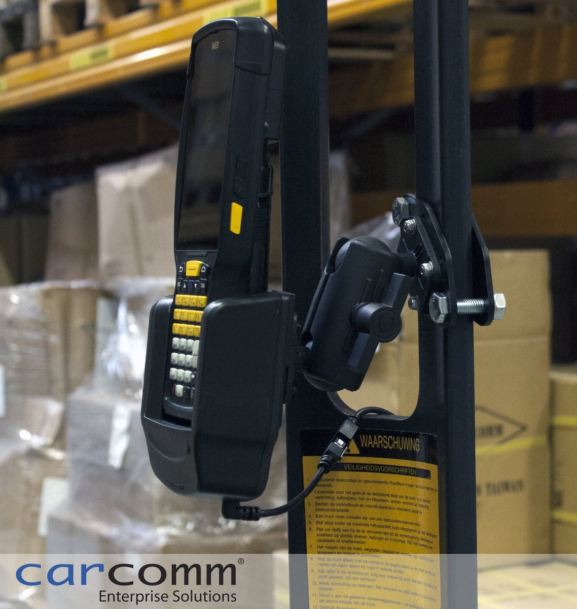 Mount of the week! The #CarComm Active Vehicle Cradle is the perfect and essential solution to store and charge your #M3Mobile UL20 on your #forklift or #reachtruck. bit.ly/2JxFPKd