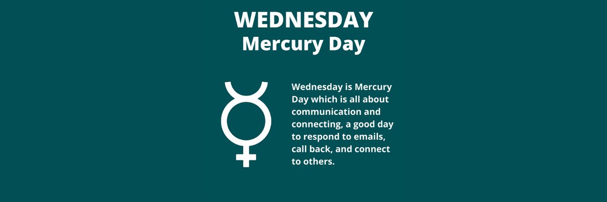 Wednesday is Mercury Day which is all about communication and connecting, a good day to respond to emails, call back, and connect to others. 
#astrology #horoscope #zodiac #time #today #dailyhoroscope #moon #signs #sign #dayplanner #calendar #mercury #wednesday