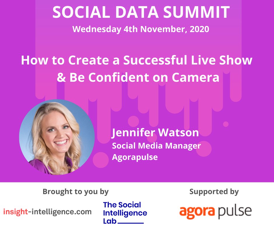 JWatson_Wx's tweet photo. So excited to be speaking at the #SocialDataSummit LIVE today on 'How to Create a Successful Live Show & Be Confident on Camera!!" TODAY at 11:15 am ET/ 4:15 pm UK time! Join the fun for FREE, you'll be able to access my talk for 24 hours! https://t.co/X90VIFNP6g @insight_intell https://t.co/EF3BUDf4H9