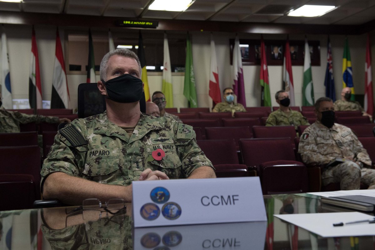 CMF_Bahrain's tweet photo. (1/2) Thank you to all the members of the #maritime industry and international #militaries who took part in this year’s #SHADEConference.
@EUNAVFOR @IISS_org @shippingics @UNODC
#ReadyTogether #OpAtlanta https://t.co/P3FUdUk3VP