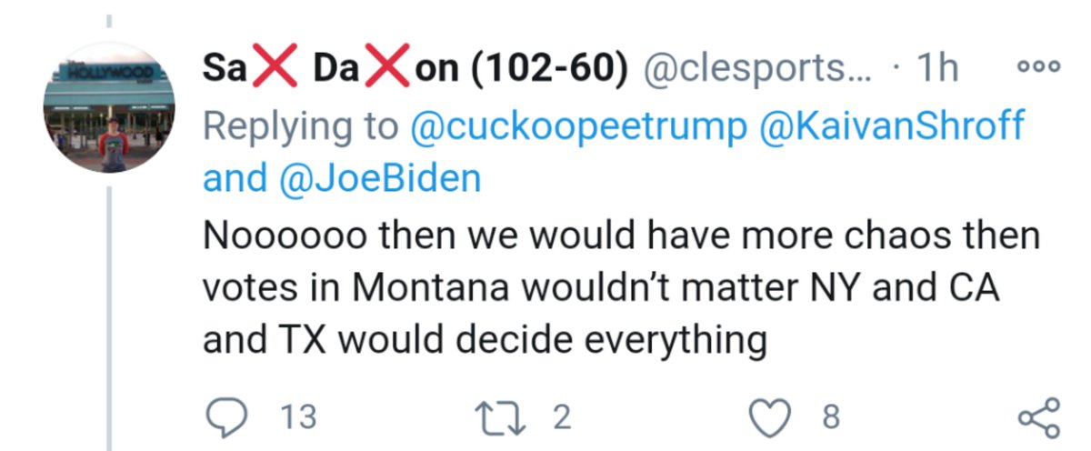 everywhereist's tweet photo. People saying that abolishing the Electoral College is unfair because only Texas and California will decide elections, as we sit here waiting for the results of like two counties in Wisconsin and Pennsylvania.

Abolishing the EC means every vote counts. https://t.co/AR9aQz9xtg
