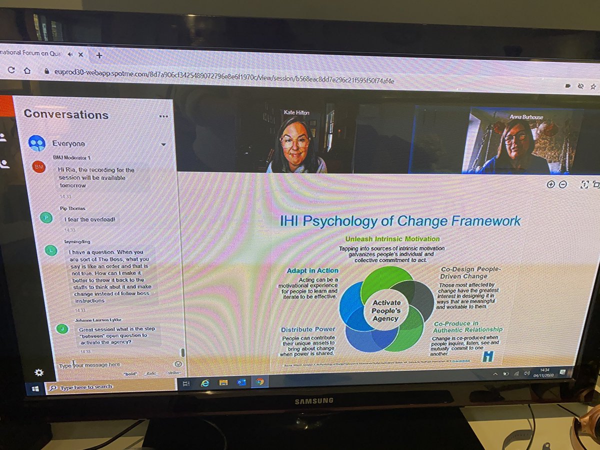 AmyRN7's tweet photo. Great live workshop this afternoon on the psychology of change by @annaburhouse &amp; @katebhilton
Informative and engaging - food for thought for future practice 
#Quality2020 @QualityForum @TheIHI https://t.co/yNjtojxZpL