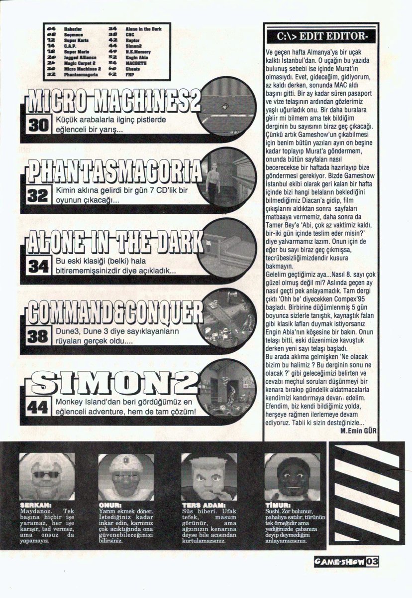 GameShowTR's tweet photo. #GameShow #GameShowTR
#DokuzuncuSayı #Issue9
#Kasım1995 #November1995
#SuperKarts 🏎️
#CombatAirPatrol 🛩️💥
#SuperMario 👨🔧
#JaggedAlliance 🔪
#MagicCarpet2 🎟️
#MicroMachines2 🏎️
#Phantasmagoria 💀
#AloneInTheDark 🧟♂️
#CommandAndConquer 💢💥
#SimonTheSorcerer2 🧙♂️
#EditEditor 💾 https://t.co/ICHXcdUlZ1